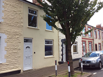Exterior painting professionals Cardiff terraced house