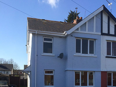 Exterior painting professionals Cardiff large semi-detached house freshly painted