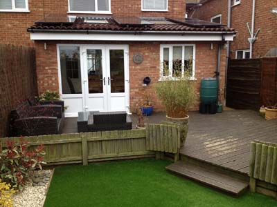 Garden specialists in Cardiff Florek Renovations semi detached house back garden